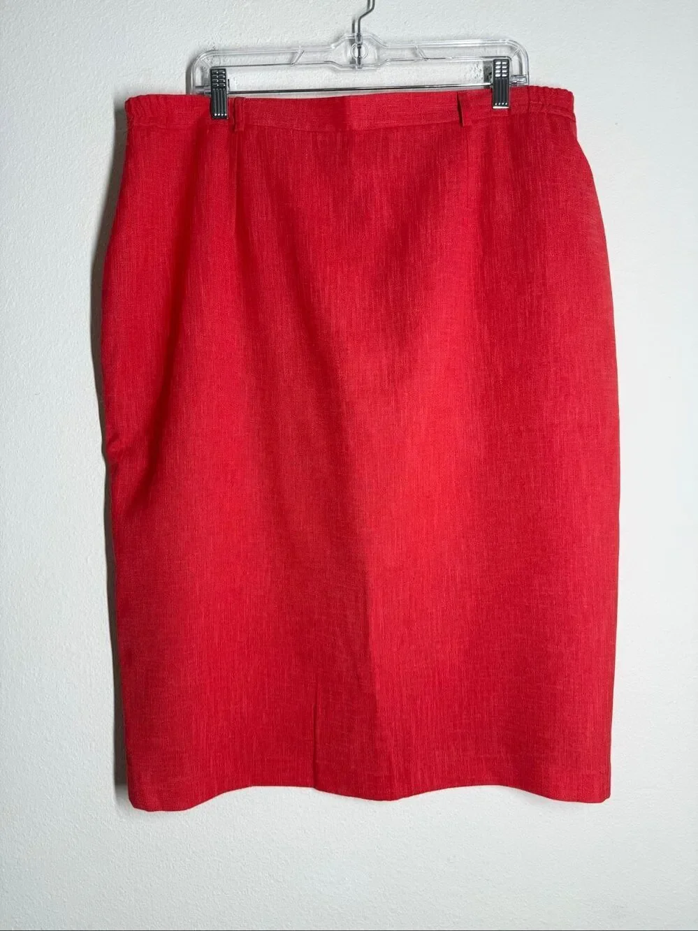 Devernois Vintage Red Linen Blend Pencil Skirt French Designer US XL
